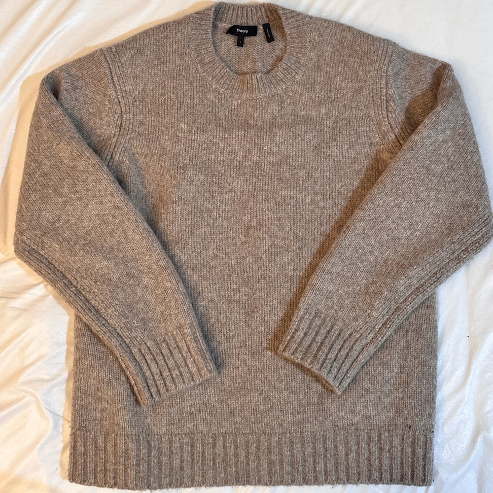 Theory Men's Taupe Crewneck Sweater